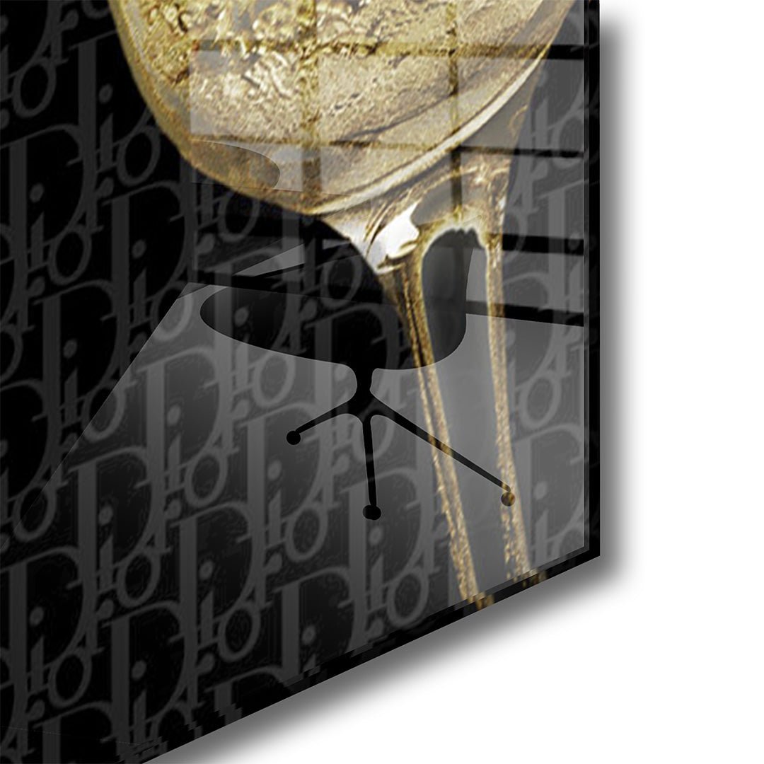 Dior champagne glasschilderij hoekfoto