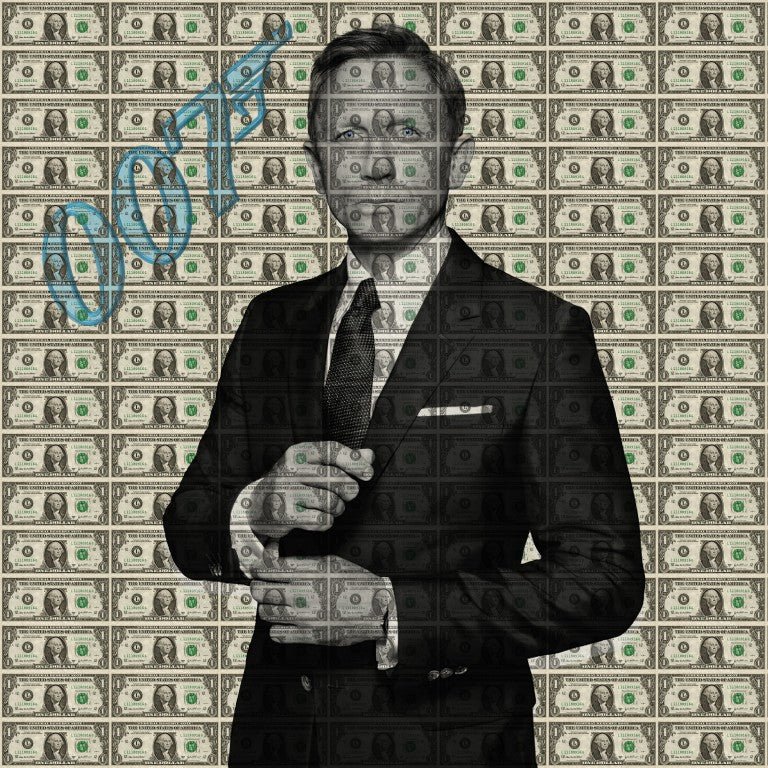 James bond suit dollars glasschilderij ontwerp