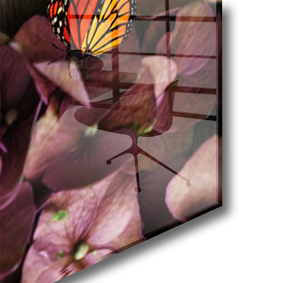 Bloemen leeuw glasschilderij hoekfoto