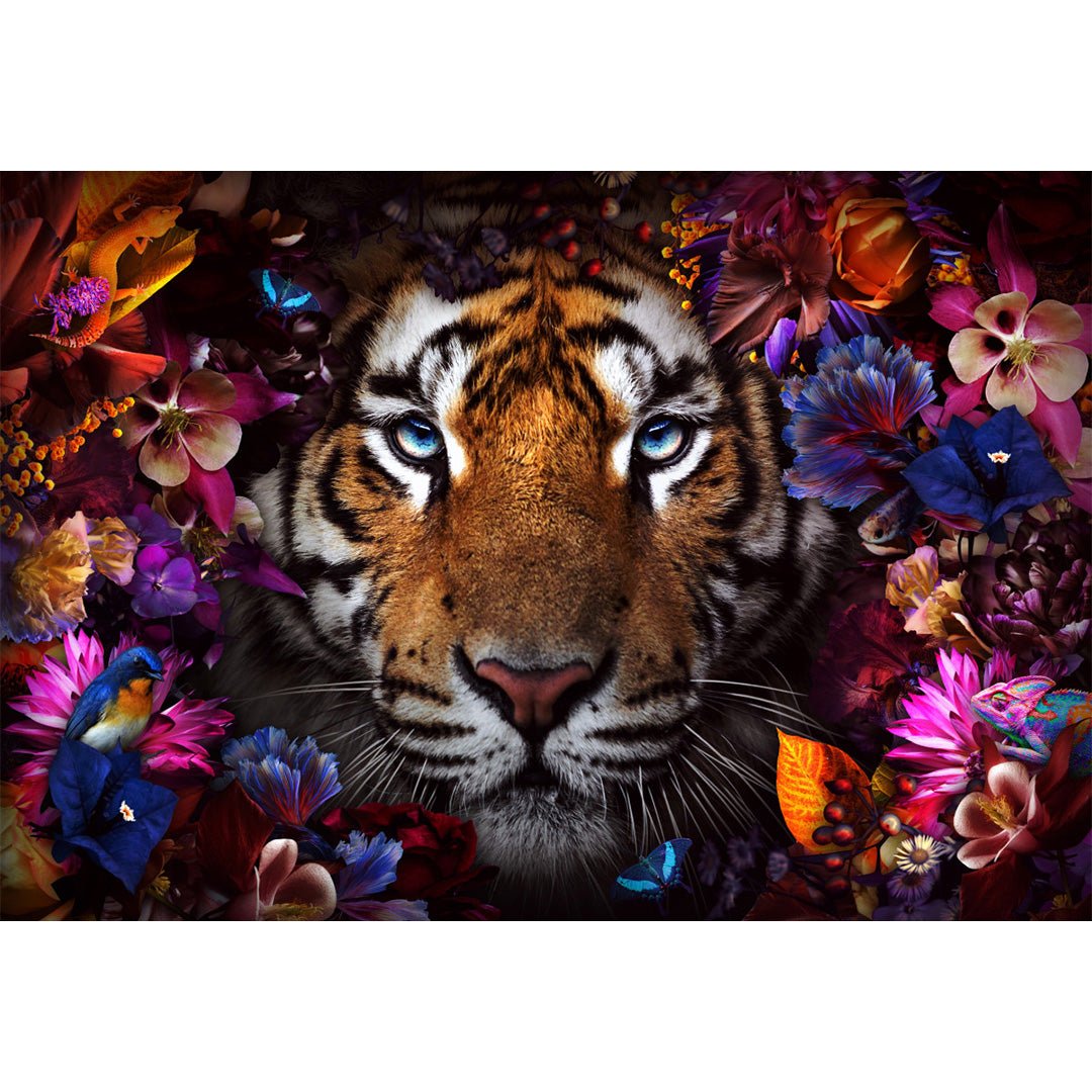 Bloemen tijger glaschilderij ontwerp