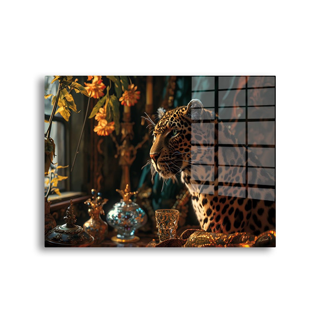 Chique panter glasschilderij voorkant