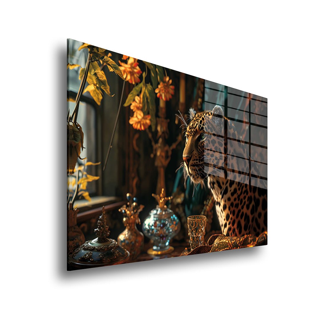 Chique panter glasschilderij zijkant