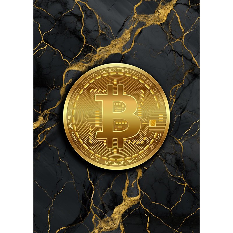 Gouden Bitcoin glasschilderij ontwerp