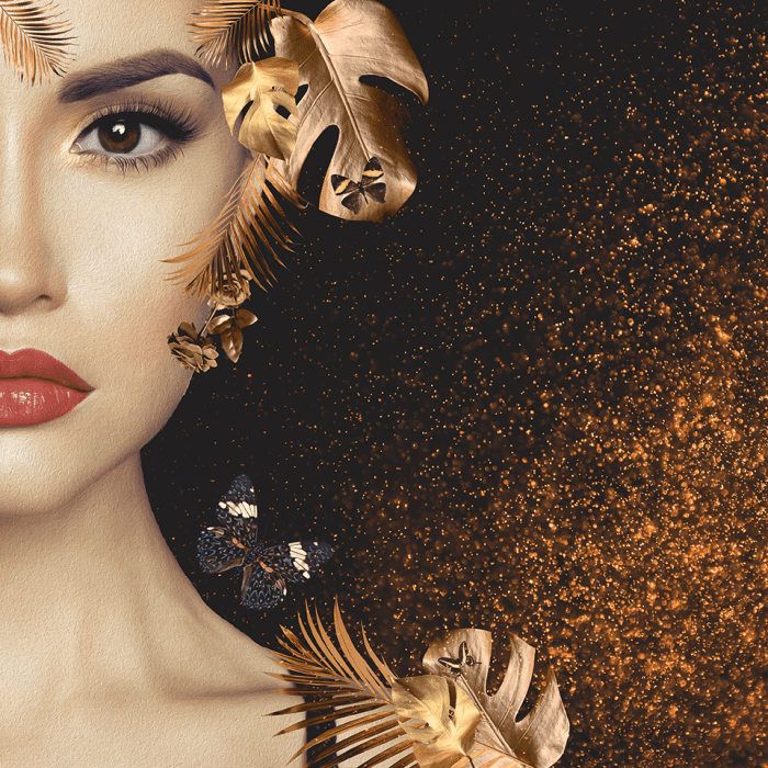 Gouden explosie glasschilderij ontwerp