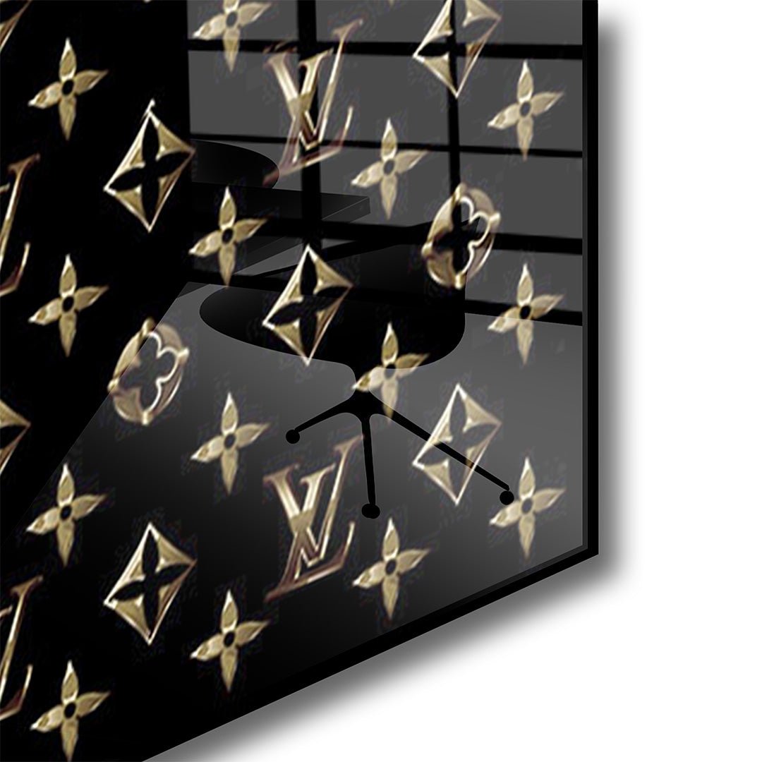 Gouden Louis Vuitton pistool glasschilderij hoekfoto