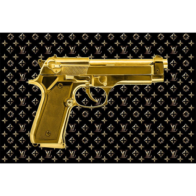 Gouden Louis Vuitton pistool glasschilderij ontwerp