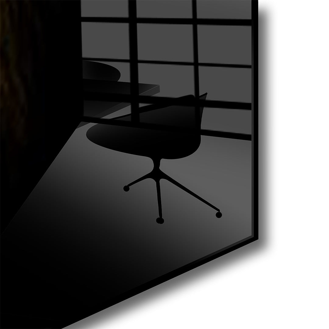 Leeuw portret glasschilderij hoekfoto