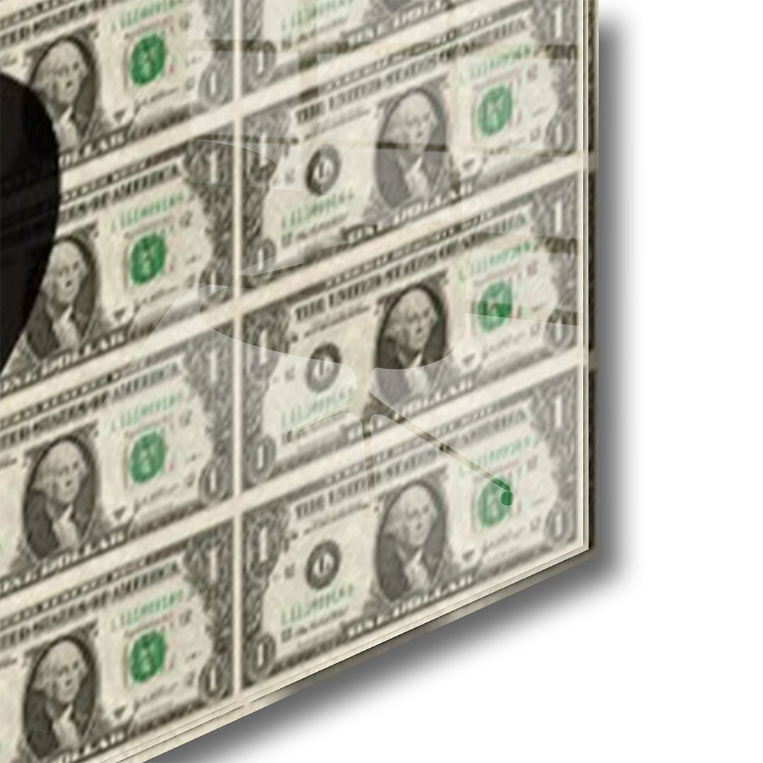 Mickey Mouse dollars glasschilderij hoekfoto