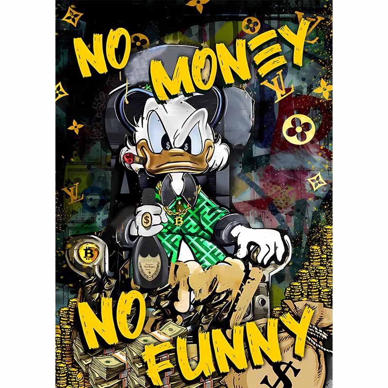 No money duck glasschilderij ontwerp