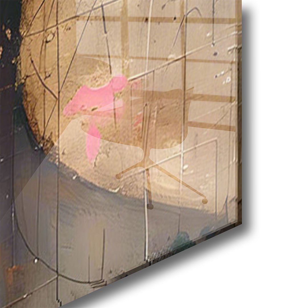 Vrouw met kleurige bloemen glasschilderij hoekfoto