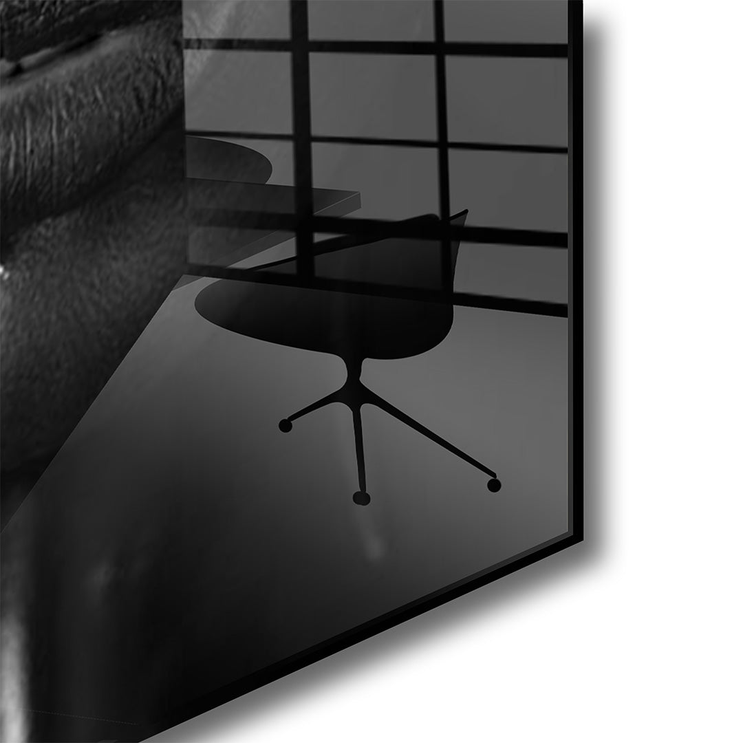 Vrouwen gezichten glasschilderij hoekfoto