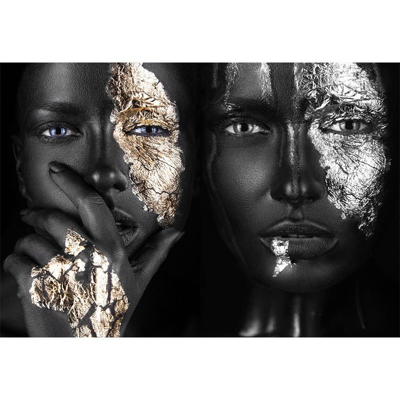 Vrouwen gezichten glasschilderij ontwerp