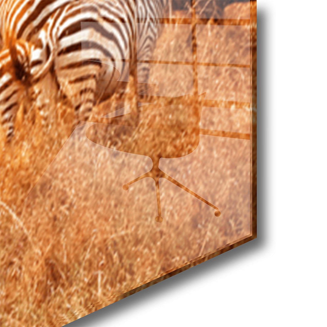 Zebra glasschilderij hoekfoto