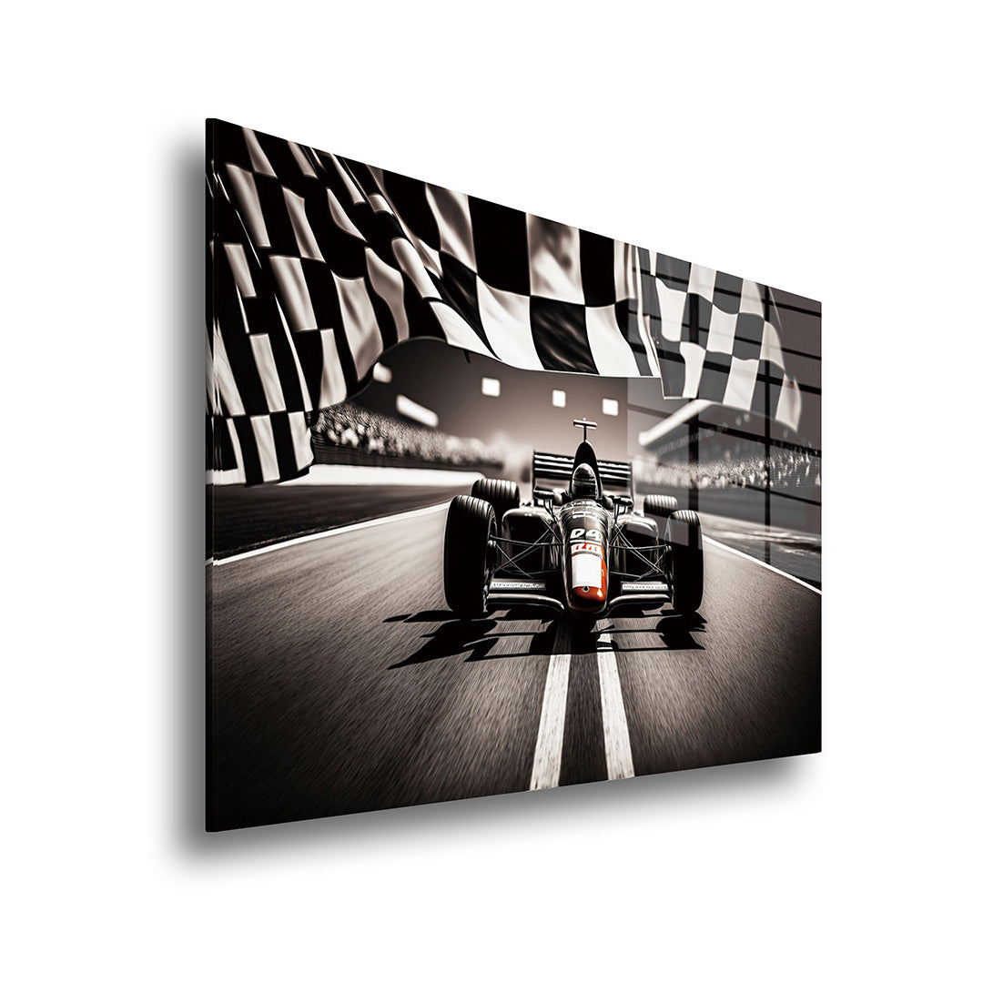 F1 car glass painting without frame side view