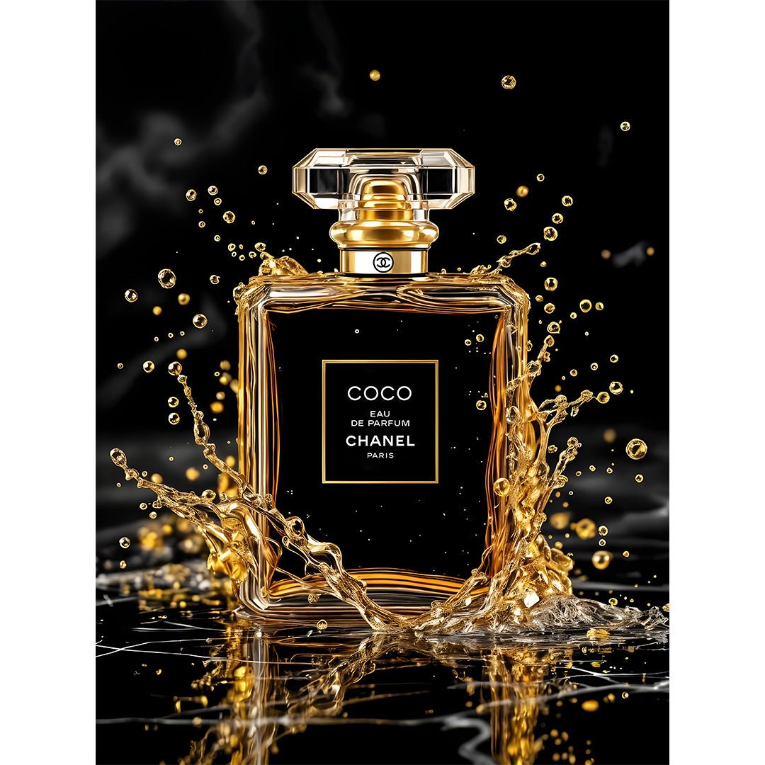 coco chanel black gold glasschilderij ontwerp