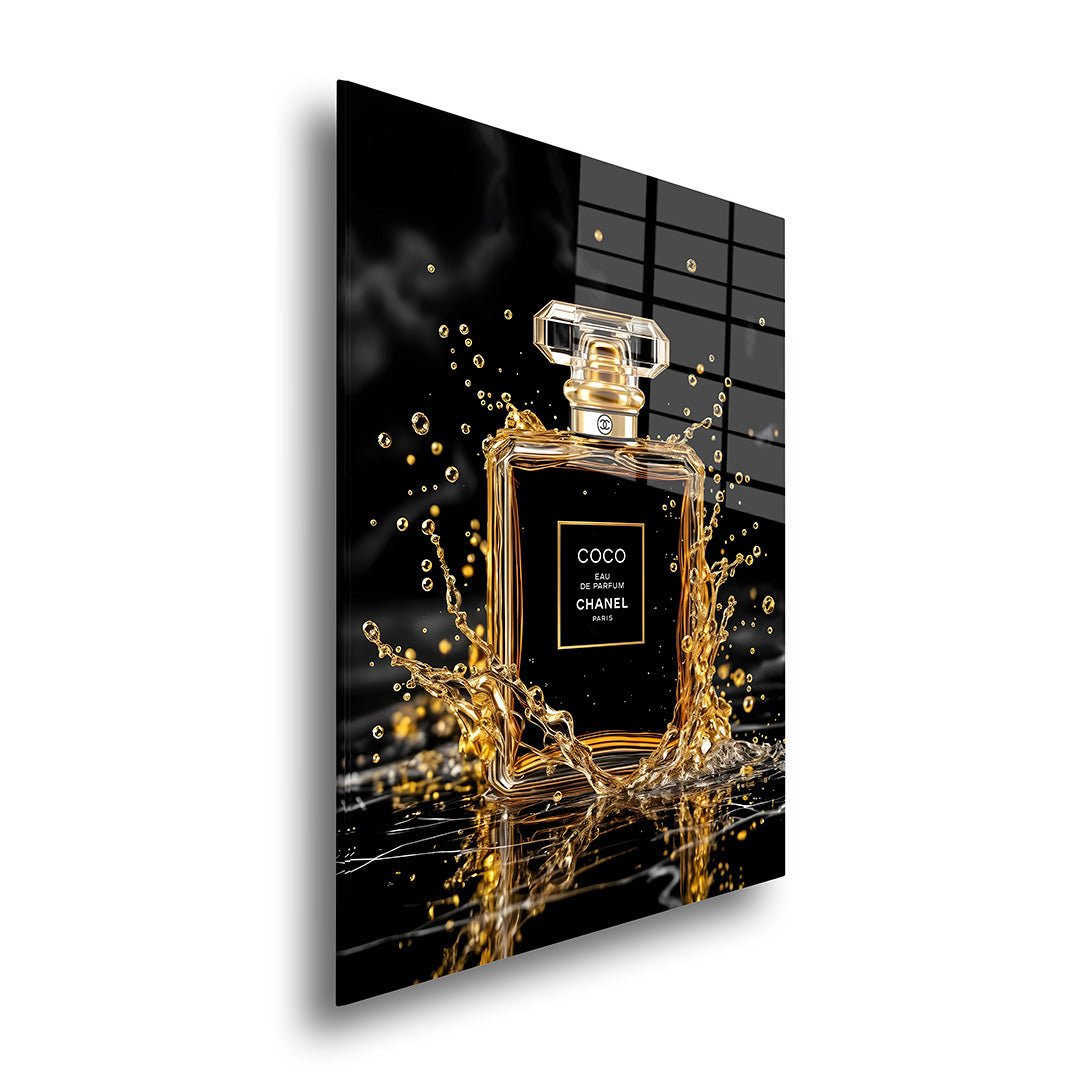coco chanel black gold glasschilderij zijkant