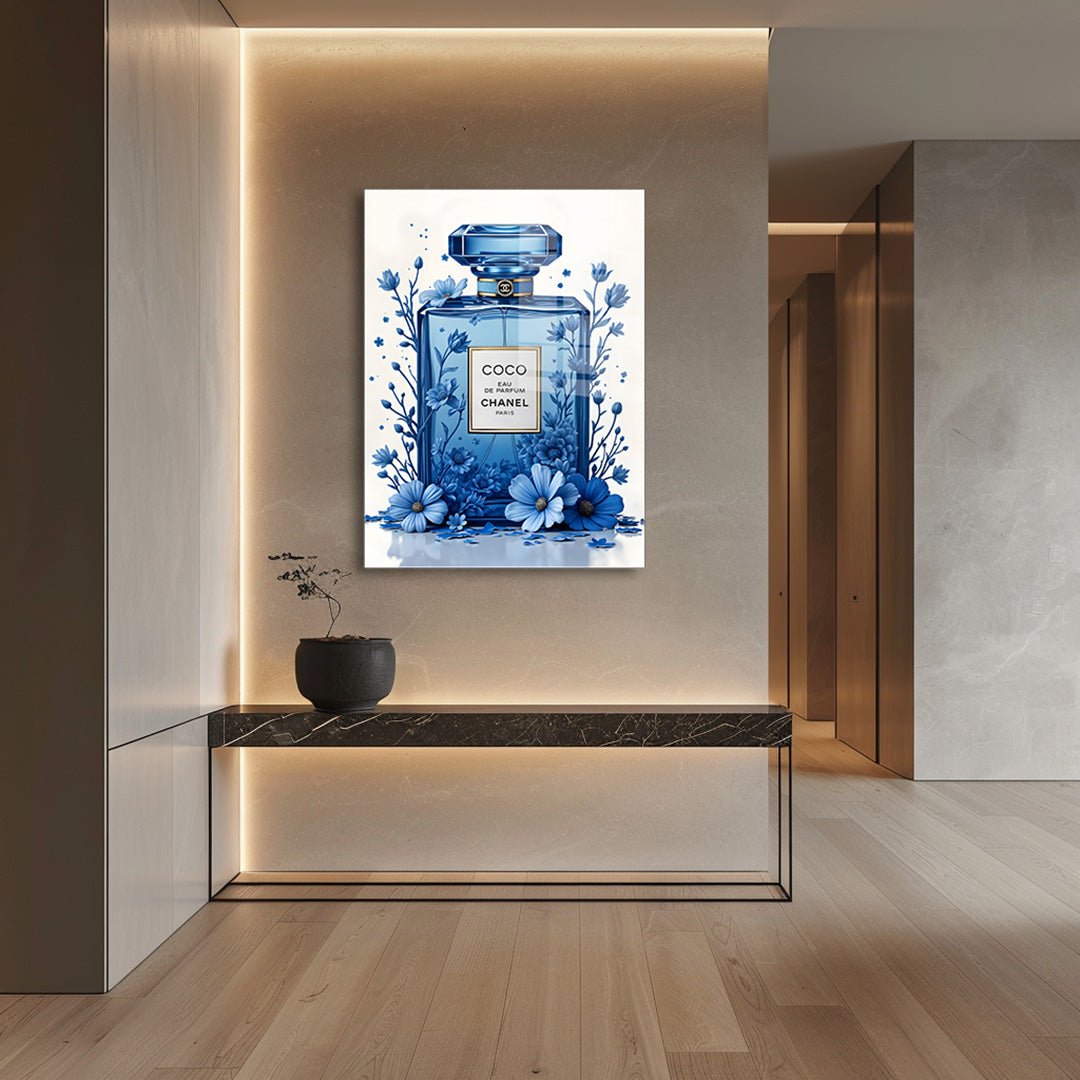 coco chanel delft blauw glasschilderij interieur