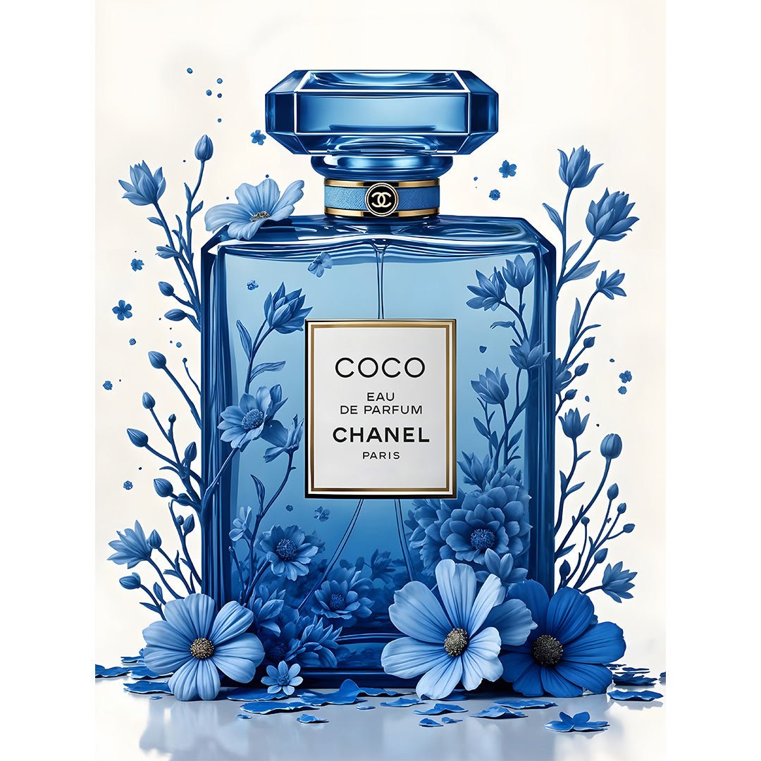 coco chanel delft blauw glasschilderij ontwerp