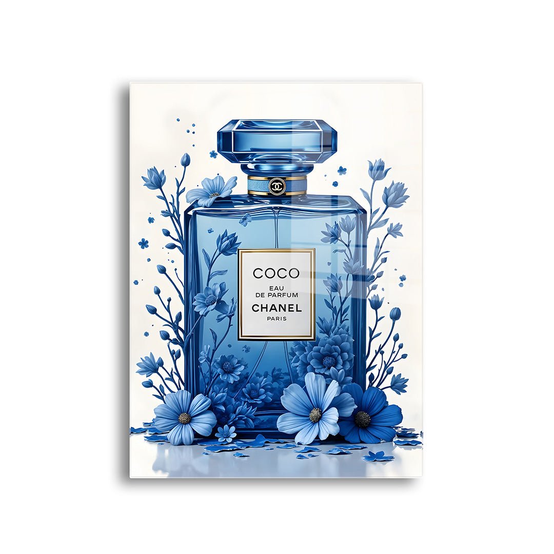 coco chanel delft blauw glasschilderij voorkant