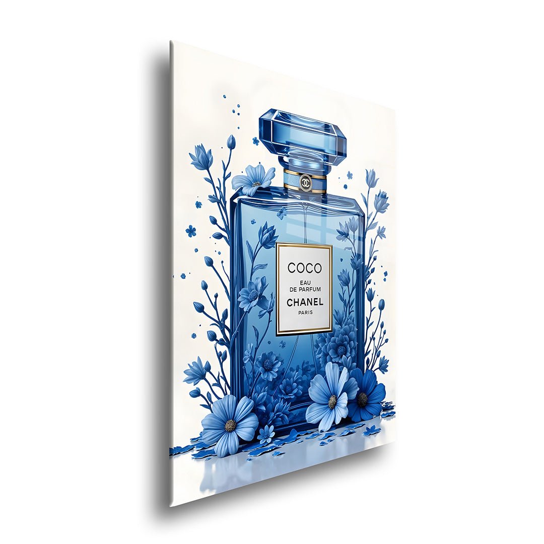 coco chanel delft blauw glasschilderij zijkant
