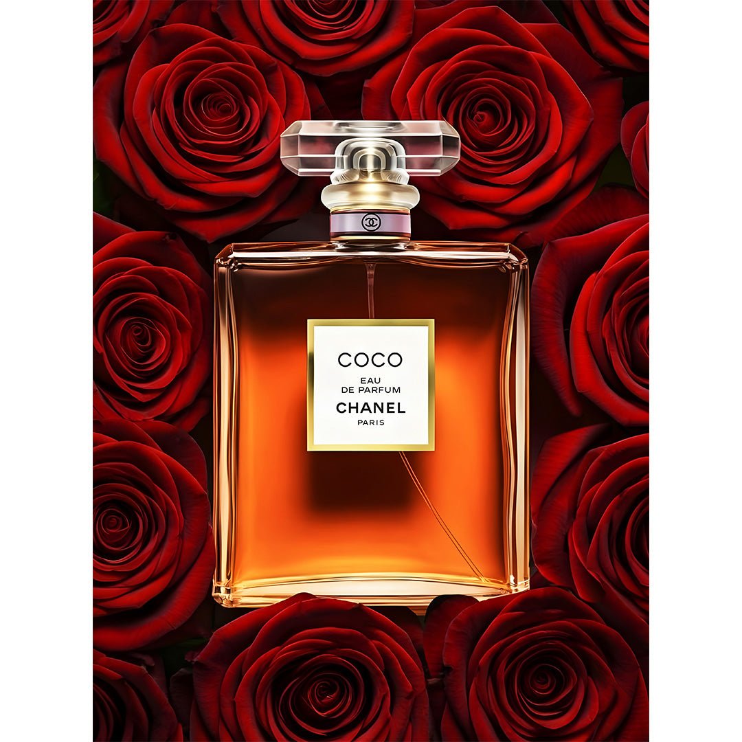 coco chanel roses glasschilderij ontwerp