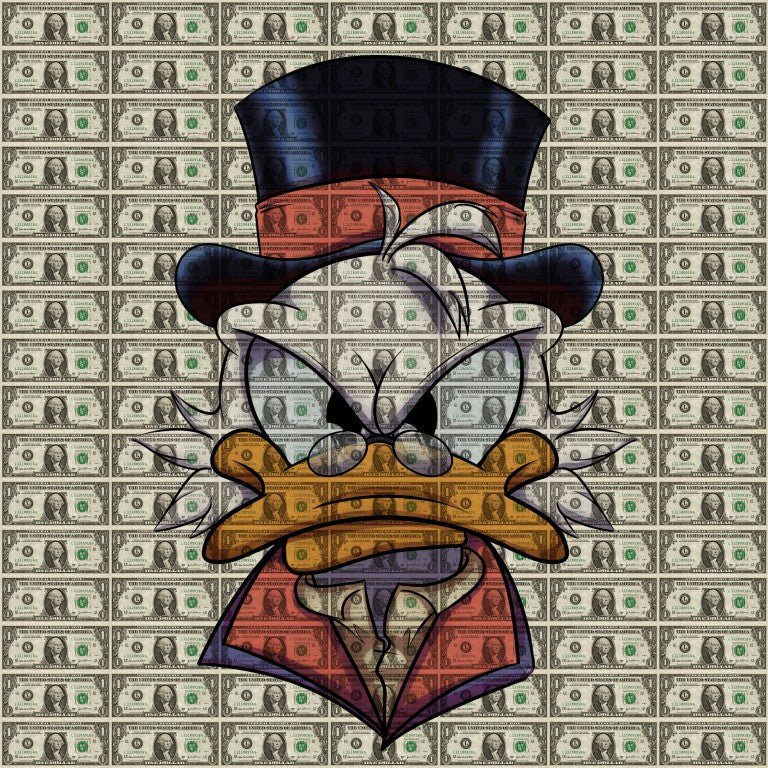 Dagobert duck dollars glasschilderij ontwerp