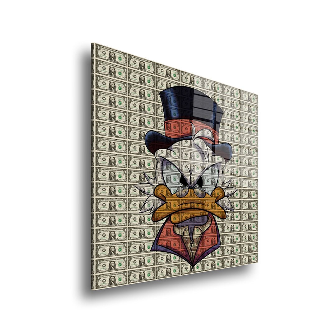 Dagobert duck dollars glasschilderij zijkant