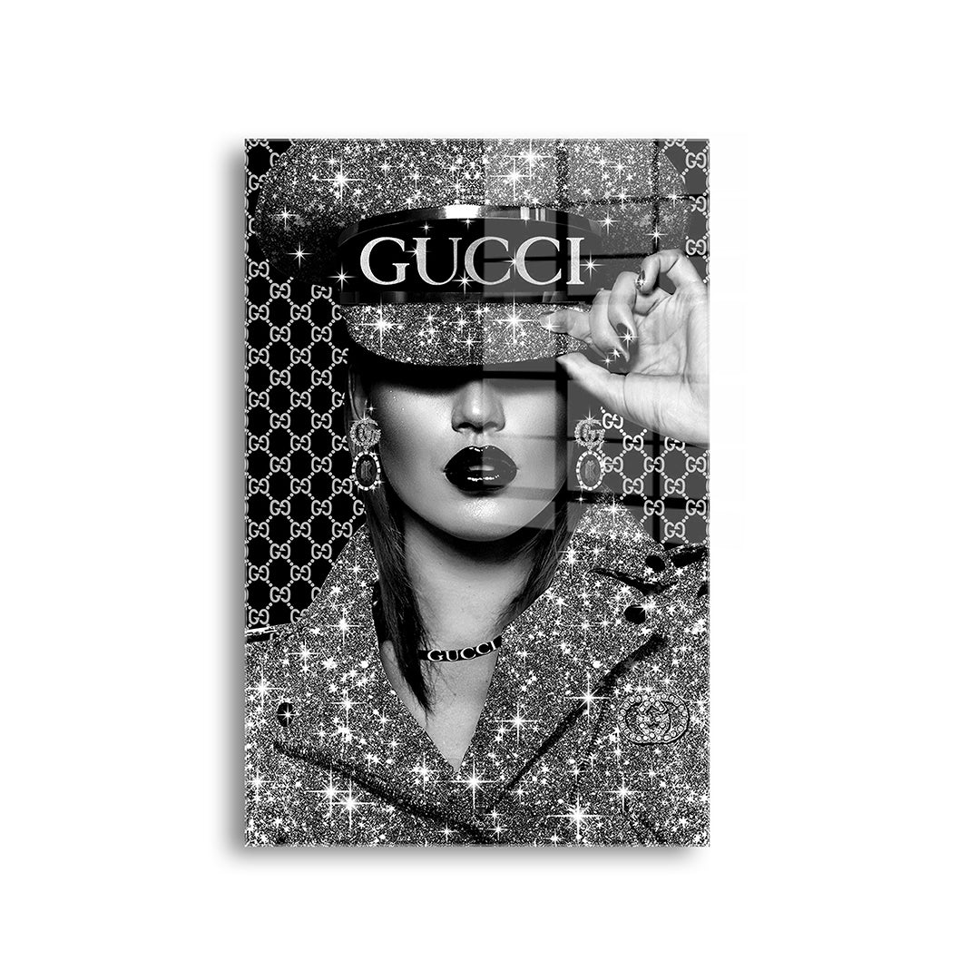 Gucci woman glass painting without frame front view