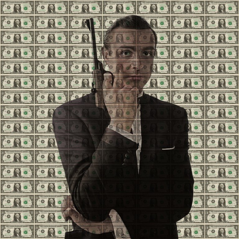 James bond dollars glasschilderij ontwerp