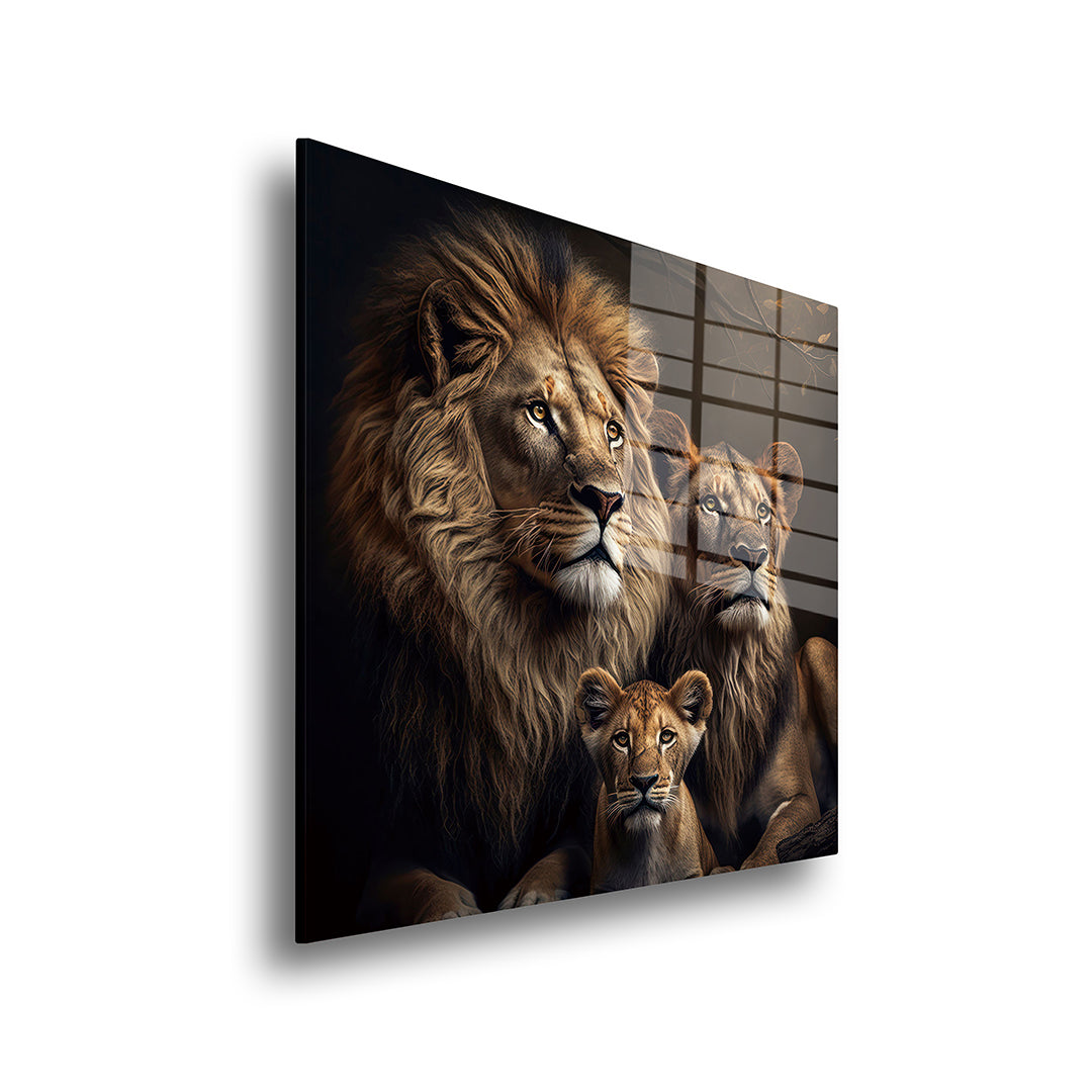 Lion pack glass painting without frame side view