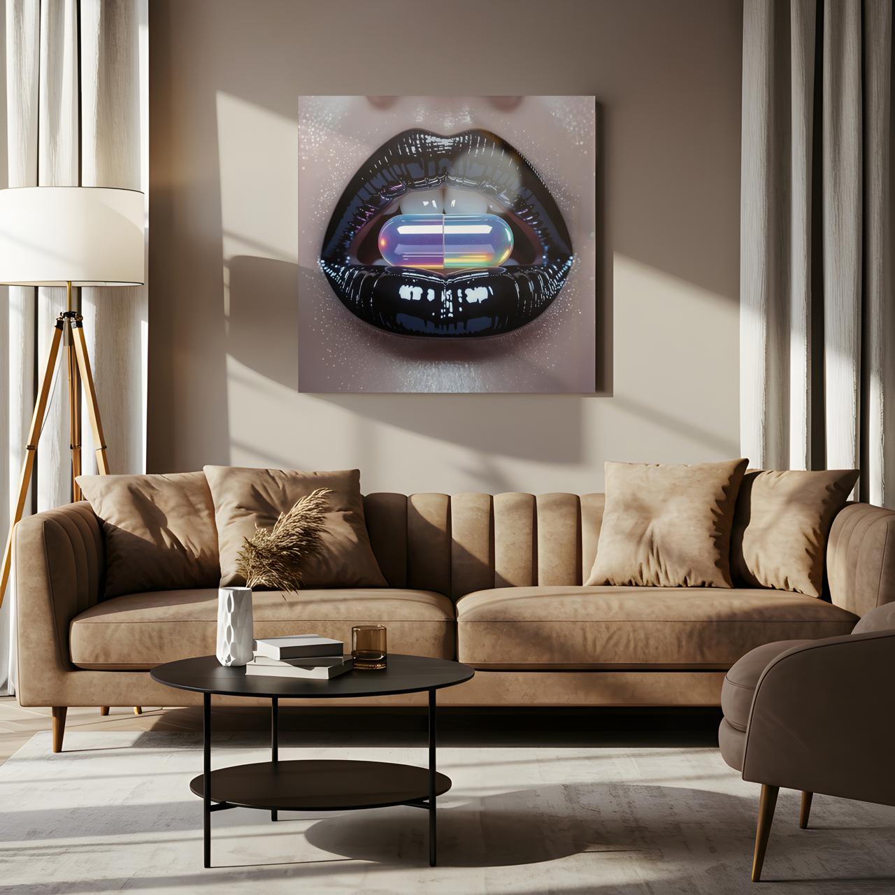 lip dose glasschilderij interieur